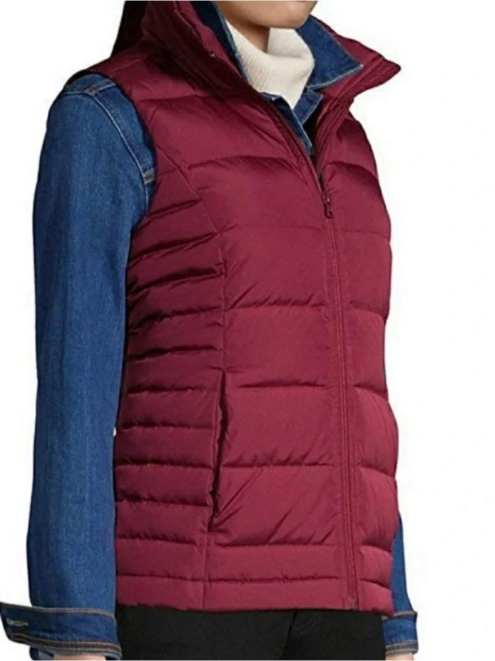 Lands End Quilted Burgundy Puffer Vest Size 10-12